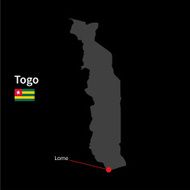 Detailed map of Togo and capital city Lome with flag