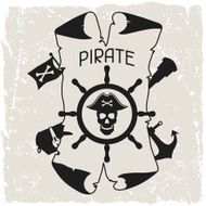 Background on pirate theme with objects and elements N2