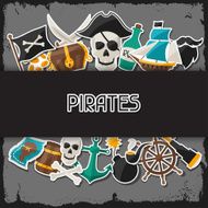 Background on pirate theme with stickers and objects
