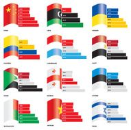 Infographic Vector Editable Flag Bar Graphs - Set 3