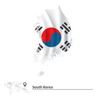 Map of South Korea with flag