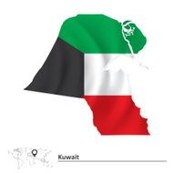 Map of Kuwait with flag