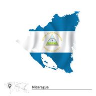 Map of Nicaragua with flag