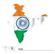 Map Of India With Flag N3