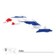 Map of Cuba with flag