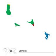 Map of Comoros with flag