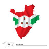 Map of Burundi with flag