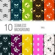 10 seamless pattern background Skull