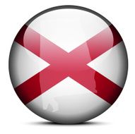 Map on flag button of USA Alabama State