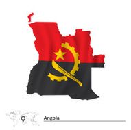 Map of Angola with flag
