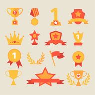 Trophy and awards icons set vector illustration