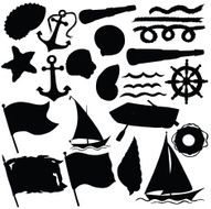 Vector silhouette of the sea elements