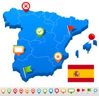 Spain map and navigation icons - Illustration