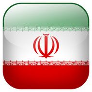 Iran national flag square button isolated on white background