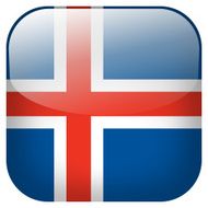Iceland national flag square button isolated on white background
