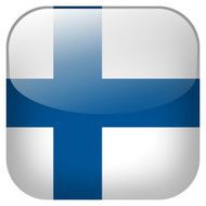 Finland national flag square button isolated on white background