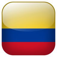 Colombia national flag square button isolated on white background