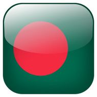 Bangladesh national flag square button isolated on white background