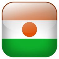 Niger national flag square button isolated on white background