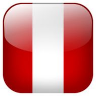 Peru national flag square button isolated on white background