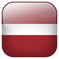 Latvia national flag square button isolated on white background