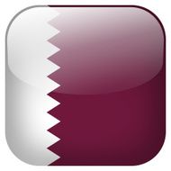 Qatar national flag square button isolated on white background