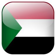 Sudan national flag square button isolated on white background