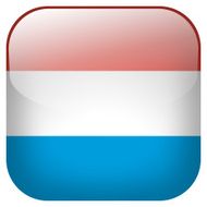 Luxembourg national flag square button isolated on white background