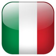 Italy national flag square button isolated on white background