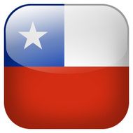 Chile national flag square button isolated on white background