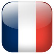 France national flag square button isolated on white background