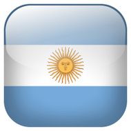 Argentina national flag square button isolated on white background