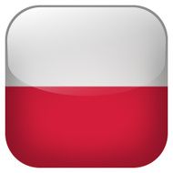 Poland national flag square button isolated on white background