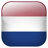 Netherlands national flag square button isolated on white background