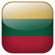 Lithuania national flag square button isolated on white background
