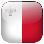 Malta national flag square button isolated on white background