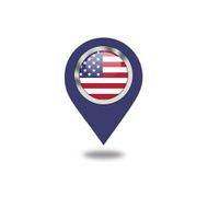 USA flag map pointer