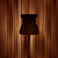 Pushpin web icon Wooden background
