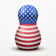 Russian matrioshka in U S flag color