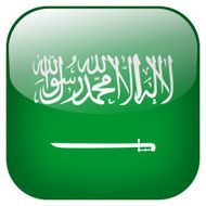 Saudi Arabia national flag square button isolated on white background