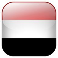 Yemen national flag square button isolated on white background