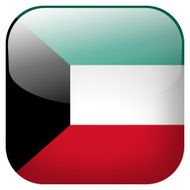 Kuwait national flag square button isolated on white background