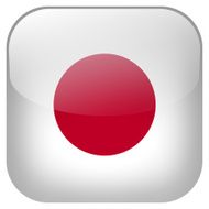 Japan national flag square button isolated on white background