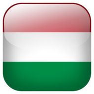 Hungary national flag square button isolated on white background