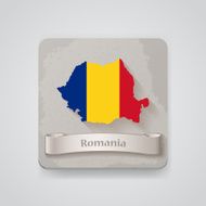 Icon of Romania map with flag Vector illustration
