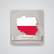 Icon of Poland map with flag Vector illustration