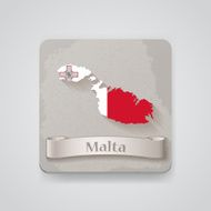 Icon of Malta map with flag Vector illustration