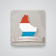 Icon of Luxembourg map with flag Vector illustration