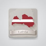 Icon of Latvia map with flag Vector illustration