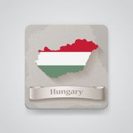 Icon of Hungary map with flag Vector illustration